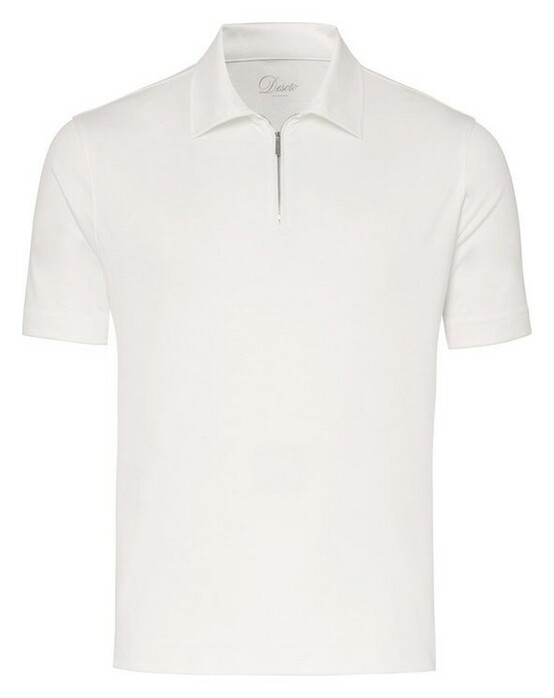 Desoto Luxury Luxury Solid Color Zip Collar Polo Cream