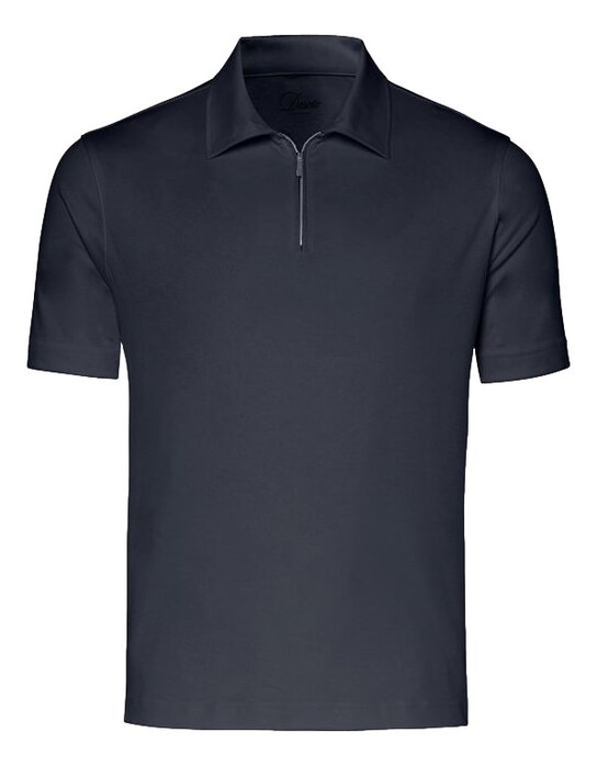 Desoto Luxury Luxury Solid Color Zip Collar Polo Donker Blauw