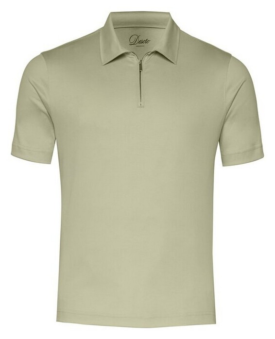 Desoto Luxury Luxury Solid Color Zip Collar Polo Groen