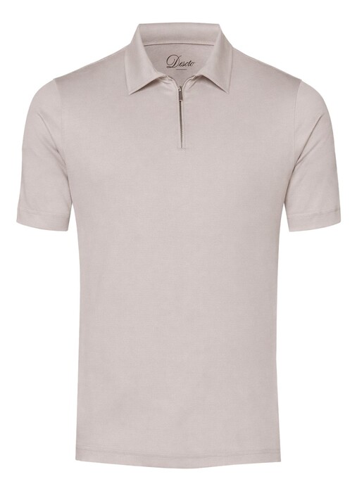 Desoto Luxury Luxury Solid Color Zip Collar Polo Light Taupe