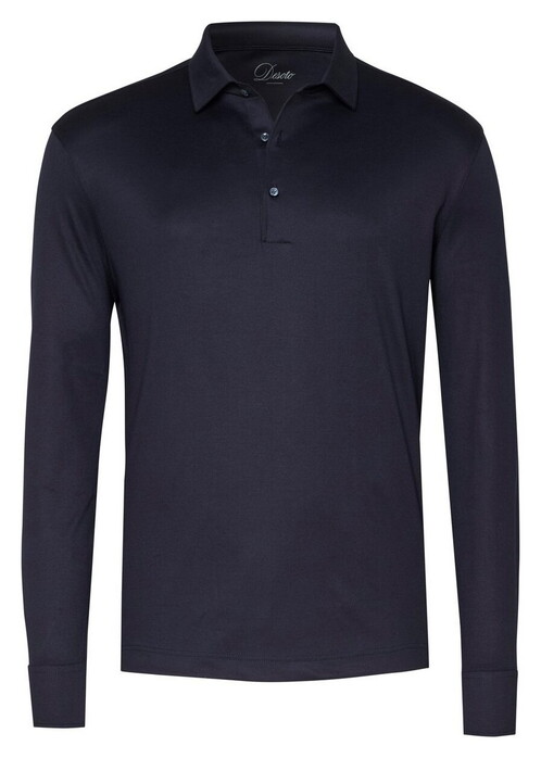 Desoto Luxury Luxury Two-Ply Cotton Uni Color Longsleeve Polo Galaxy Blue