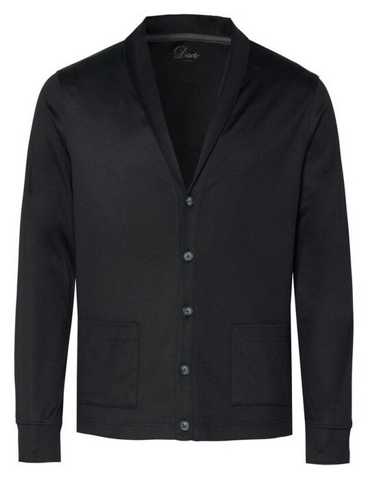 Desoto Luxury Luxury Two Ply Shawl Collar Piqué Look Overshirt Zwart