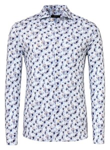 Desoto Luxury Luxury Watercolor Floral Pattern Overhemd Beige-Blauw