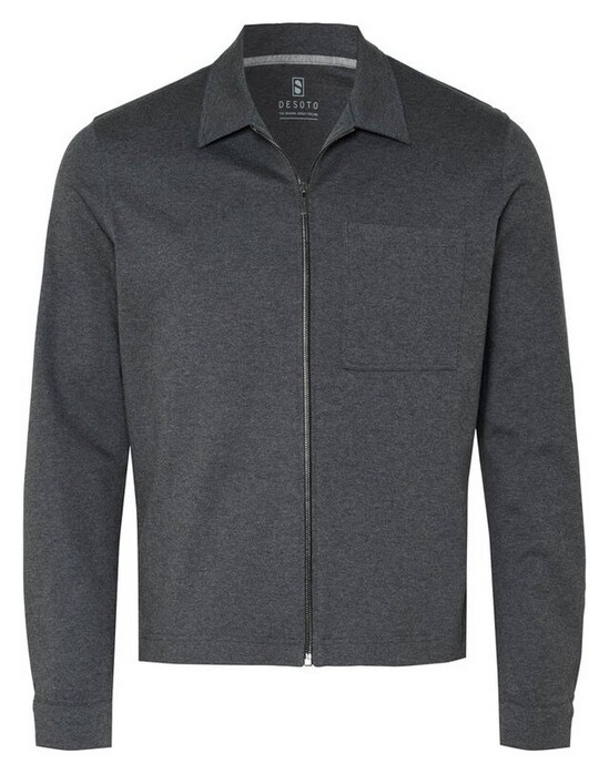 Desoto Luxury Luxury Zip Mélange Overshirt Donker Grijs