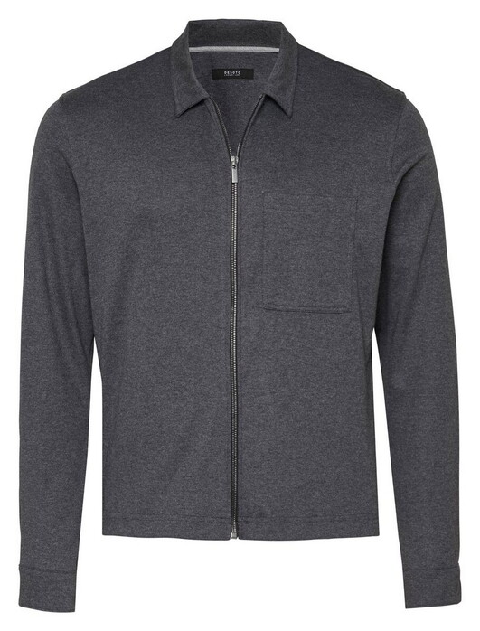 Desoto Luxury Luxury Zip Mélange Overshirt Donker Grijs