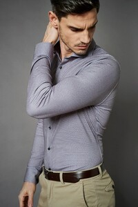 Desoto Luxury Multitone Houndstooth Design Shirt Blue-Brown