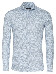 Desoto Luxury Shark Collar Botanicals Pattern Overhemd Blauw