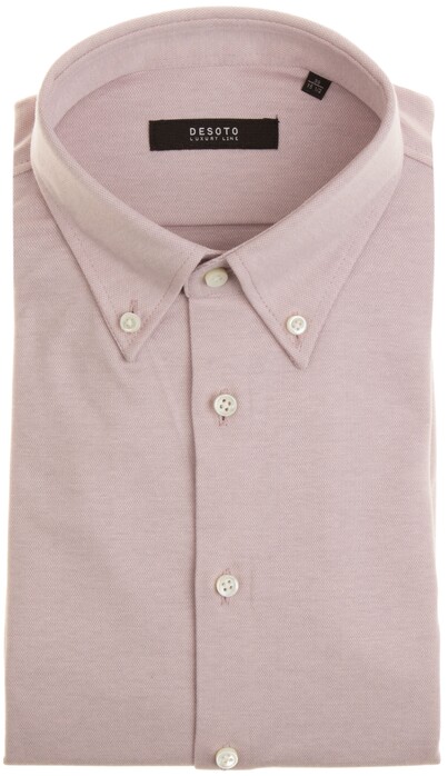 Desoto Luxury Short Sleeve Piqué Button Down Overhemd Licht Roze