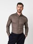 Desoto Luxury Subtle Herringbone Shark Collar Overhemd Bruin