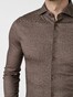 Desoto Luxury Subtle Herringbone Shark Collar Overhemd Bruin