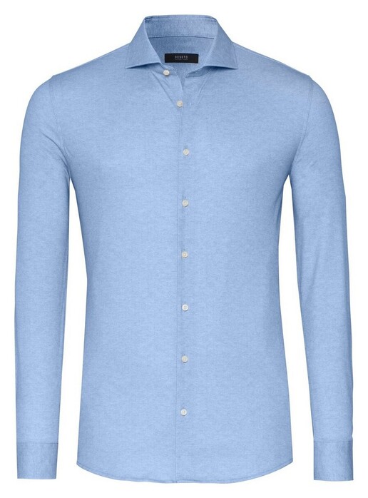 Desoto Luxury Subtle Herringbone Shark Collar Overhemd Licht Blauw