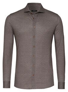 Desoto Luxury Subtle Herringbone Shark Collar Shirt Brown