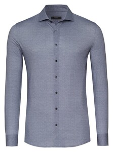 Desoto Luxury Subtle Herringbone Shark Collar Shirt Dark Evening Blue