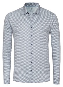 Desoto Mini Floral Pattern Overhemd Denim Blue-Beige