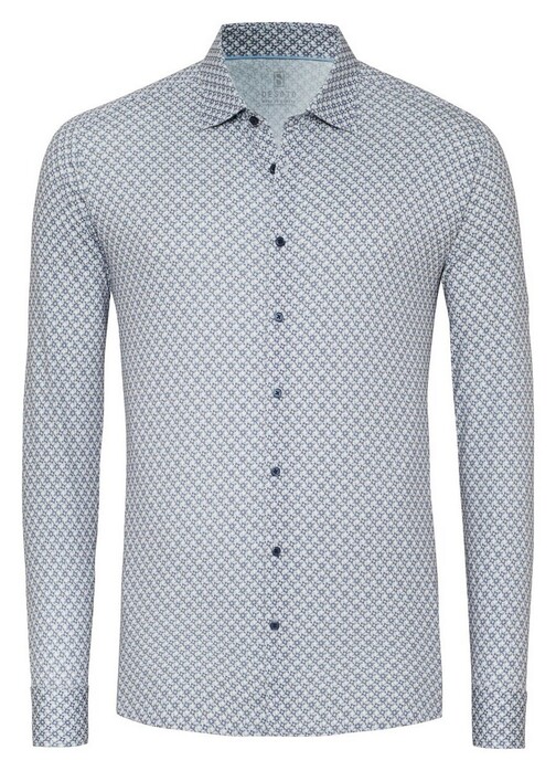 Desoto Mini Floral Pattern Overhemd Denim Blue-Beige