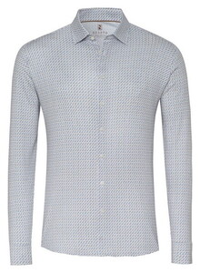 Desoto Mini Squares Circles Casual Kent Shirt Beige-Blue