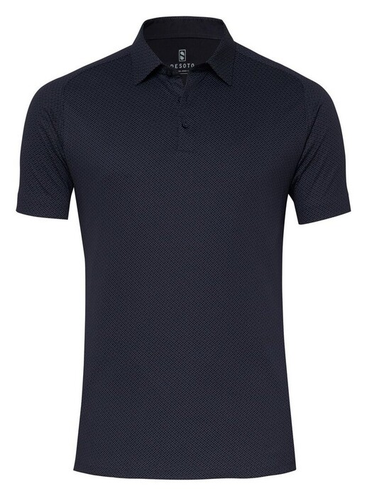 Desoto Mini Subtle Abstract Pattern Polo Donker Blauw
