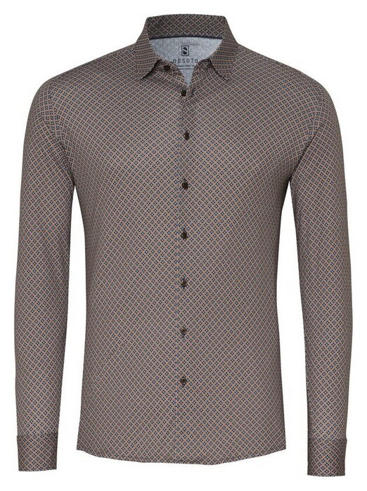 Desoto Minimal Abstract Pattern Shirt Brown