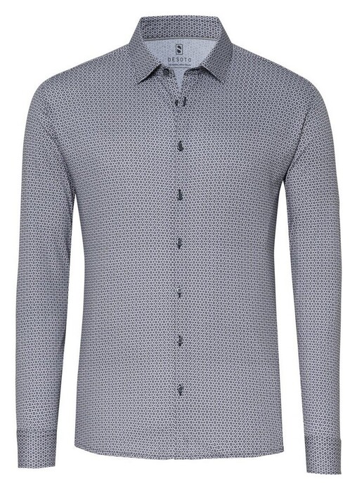 Desoto Minimal Triangle Hexagon Pattern Overhemd Zwart-Lichtgrijs