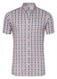 Desoto Multi Check Casual Button-Down Short Sleeve Overhemd Abrikoos-Blauw