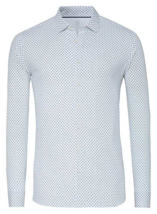 Desoto Multi Dots Pattern Casual Kent Overhemd Wit-Zwart