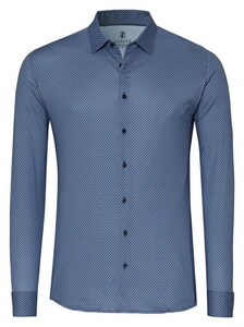 Desoto Multi Half Roundings Casual Kent Overhemd Blauw