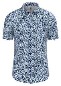 Desoto Pointed Blossoms Short Sleeve Overhemd Navy-Wit