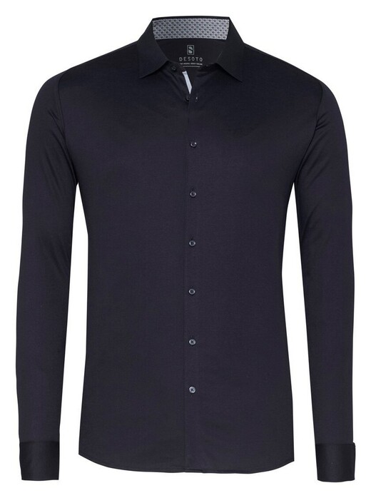 Desoto Solid Color Casual Kent Overhemd Navy