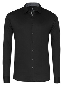 Desoto Solid Color Casual Kent Overhemd Zwart