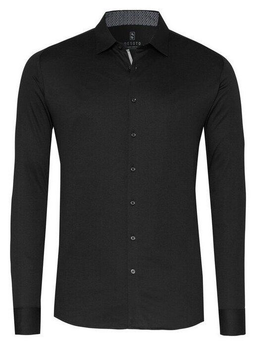 Desoto Solid Color Casual Kent Overhemd Zwart