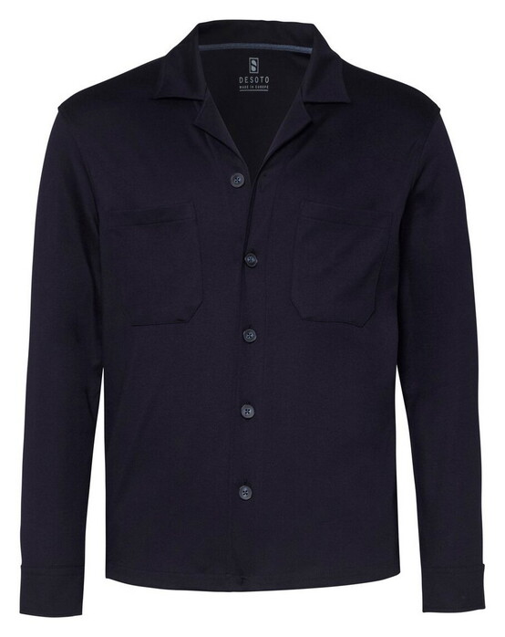 Desoto Solid Color Cotton Overshirt Navy