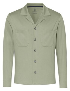 Desoto Solid Color Revers Resort Collar Overshirt Groen