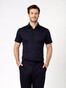 Desoto Solid Color Short Sleeve Casual Kent Overhemd Navy