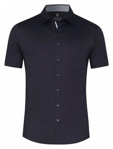 Desoto Solid Color Short Sleeve Casual Kent Overhemd Navy