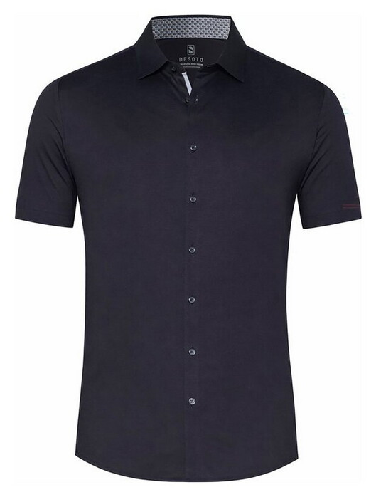 Desoto Solid Color Short Sleeve Casual Kent Overhemd Navy