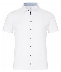 Desoto Solid Color Short Sleeve Casual Kent Overhemd Wit