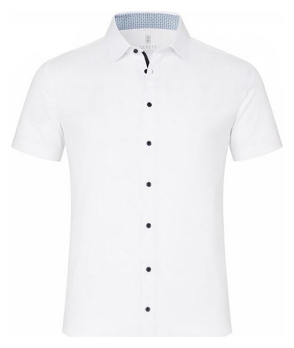 Desoto Solid Color Short Sleeve Casual Kent Overhemd Wit