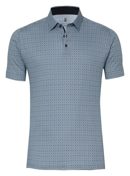 Desoto Swirl Fantasy Pattern Polo Blauw-Aqua