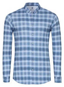 Desoto Triple Line Check Button-Down Shirt Light Blue
