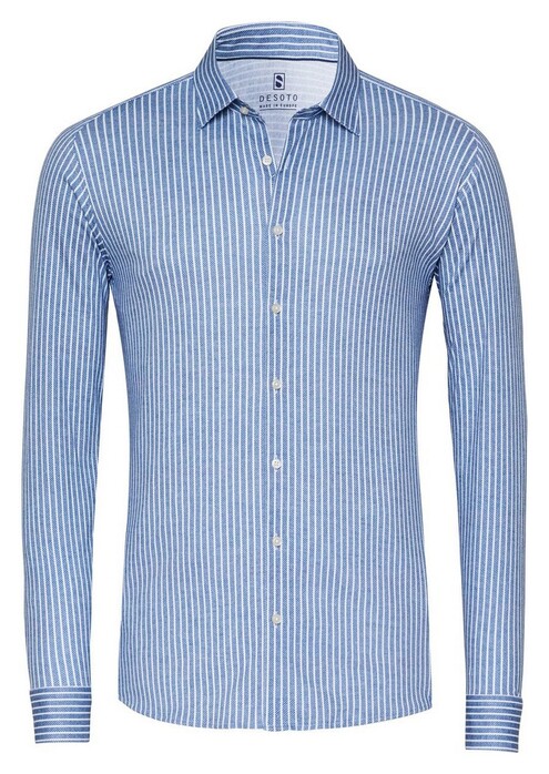 Desoto Twill Stripe Pattern Casual Kent Overhemd Blauw
