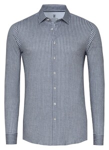 Desoto Twill Stripe Pattern Casual Kent Shirt Black