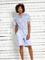 Desoto Uni Color Drawstring Short Oxford Bermuda Licht Blauw