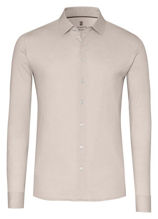 Desoto Uni Color Oxford Casual Kent Overhemd Beige