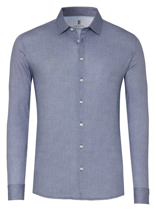 Desoto Uni Color Oxford Casual Kent Overhemd Blauw