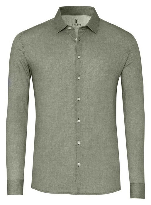 Desoto Uni Color Oxford Casual Kent Overhemd Groen