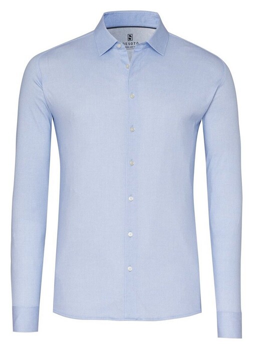 Desoto Uni Color Oxford Casual Kent Overhemd Licht Blauw