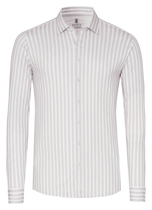 Desoto Vertical Stripes Casual Kent Collar Overhemd Beige