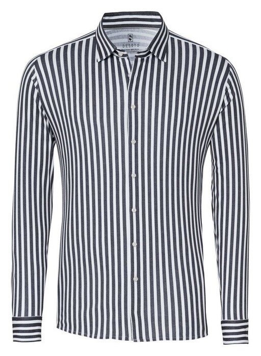 Desoto Vertical Stripes Casual Kent Collar Overhemd Grijs