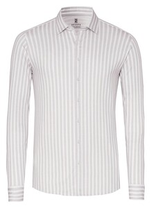 Desoto Vertical Stripes Casual Kent Collar Shirt Beige