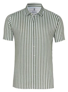 Desoto Vertical Stripes Casual Kent Short Sleeve Shirt Green